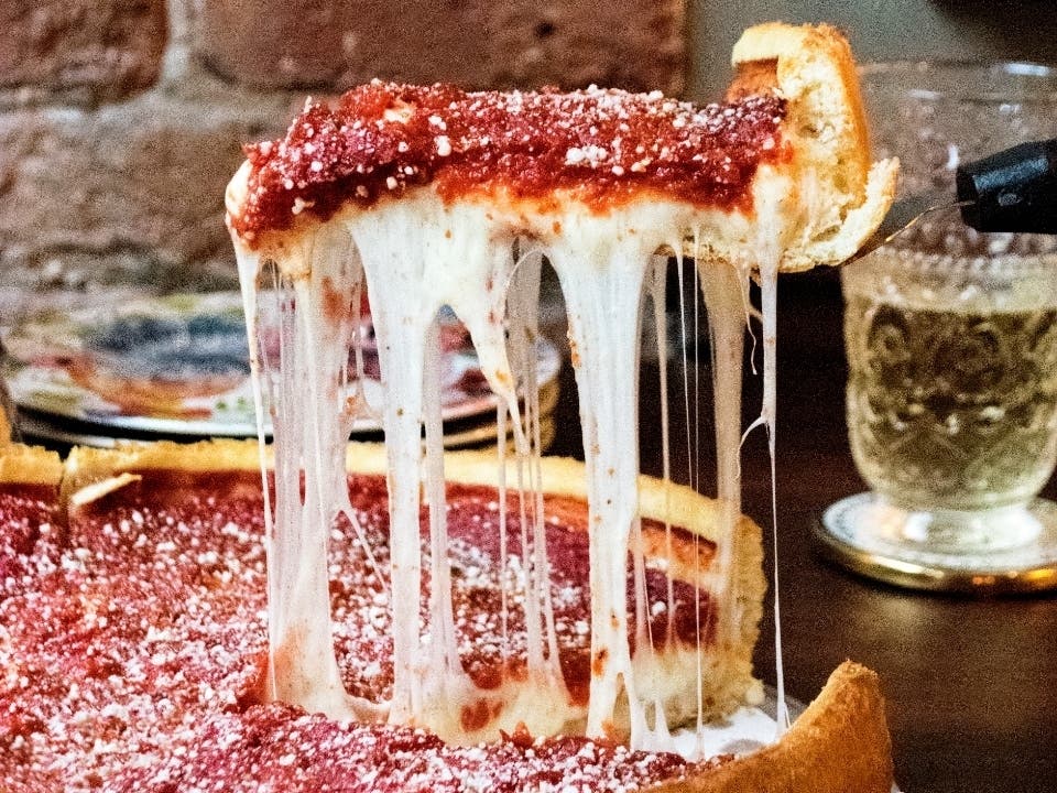 While the menu is dominated by the brand’s famous stuffed pizza, Nancy’s offers a variety of pizza styles, including thin crust (Tavern Style) and “rustic” pizza.