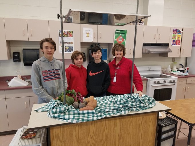 The Woodstock Middle School team of, from left to right, Kaiden Hughes, Nathan Rupp, and Justin Kovalyuk, will prepare their winning recipe, “Beets and Sweets,” in the Georgia Harvest Vegetable cook-off on Feb. 20 in Macon. 