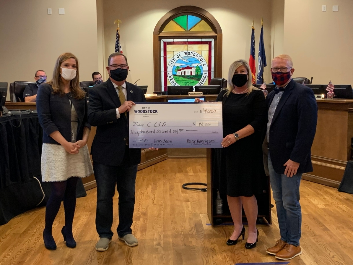 The City of Woodstock awarded a one-time grant to the Cherokee County School District to allow them to purchase additional mobile Wi-Fi hotspot connectivity devices.