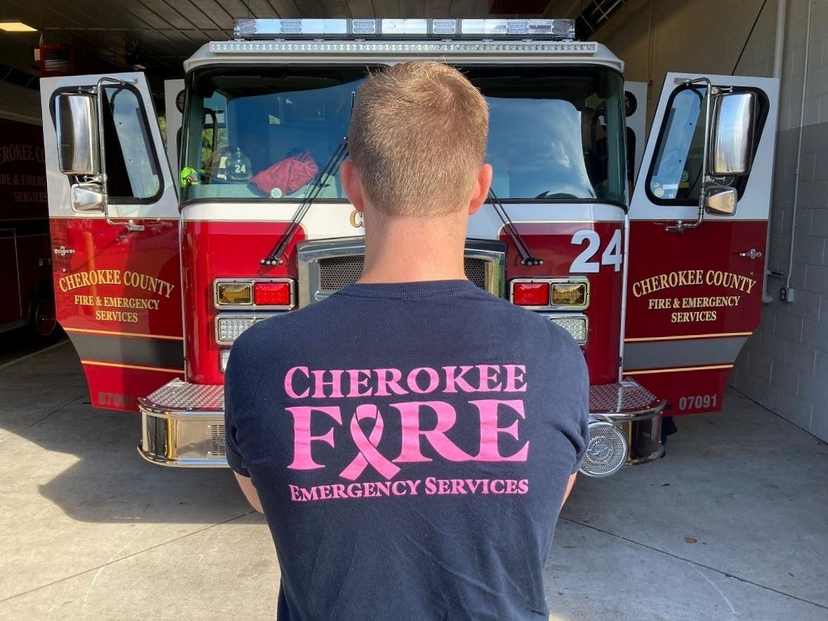 Roughly 1,200 t-shirts and hoodies were sold to help the firefighters' wives.