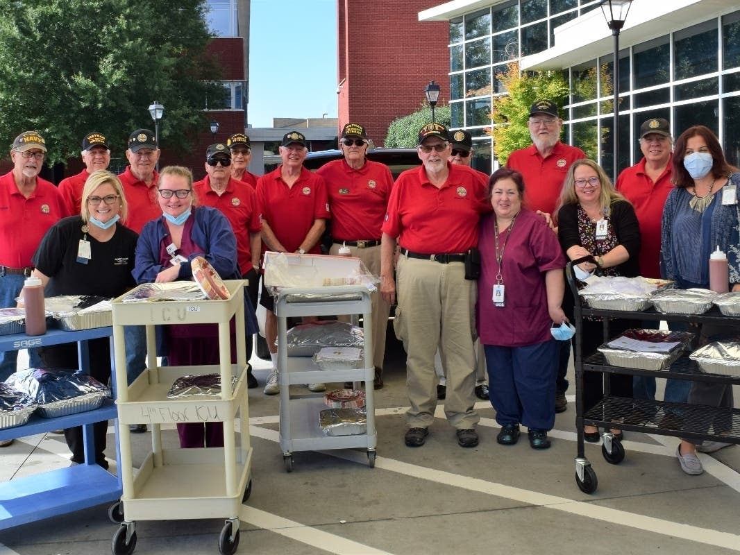 Members of the Cumming Chapter 1030 of the Vietnam Veterans of America fed healthcare workers at Northside Hospital-Forsyth. 