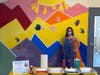 Westchester ‘happy art’ artist Marla Beth Enowitz with her new interactive “Climb Every Mountain” mural at Westchester Children’s Museum.