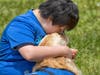 Sebastian Marra with his service dog, Mesa, at BluePath Service Dogs’ sixth annual walkathon. 