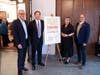 (From left) Rye City Council member Keith Cunningham; Matthew Anderson, President and CEO of The Osborn; Margaret Plofchan, VP, Marketing & Development, The Osborn; and City of Rye Mayor Josh Nathan at the April 30th opening of “The Wisdom Gallery”’.