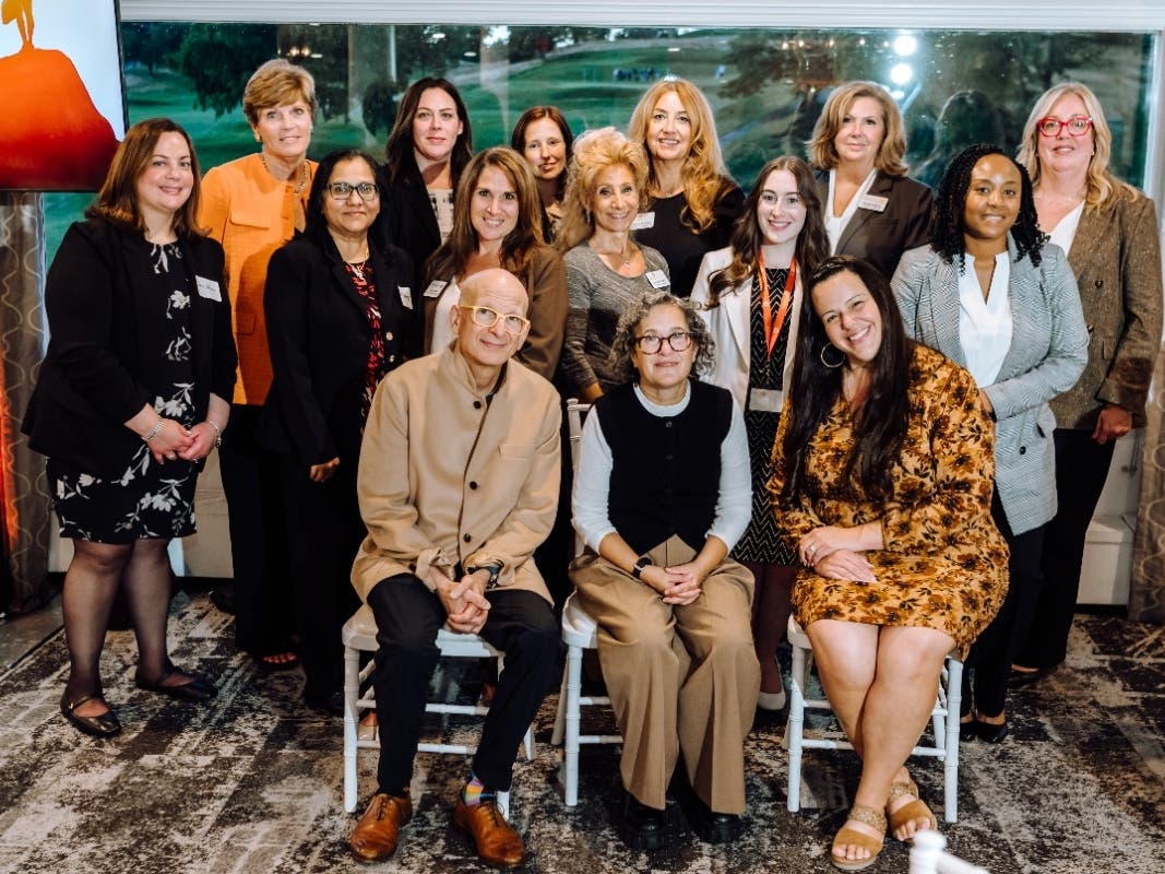 Helene Godin (front row, center), founder and owner of By the Way Bakery, spoke on entrepreneurship, marketing and resilience at Orange Bank & Trust and Orange Investment Advisors, Inc.’s “Women Guiding Women” event on September 23. 