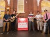 From left: Waukegan High School alumni and guest jazz musicians Jason Farias, Andrew Casher, Alex Guzman, Noel Saldierna and Isaiah Rodriguez.