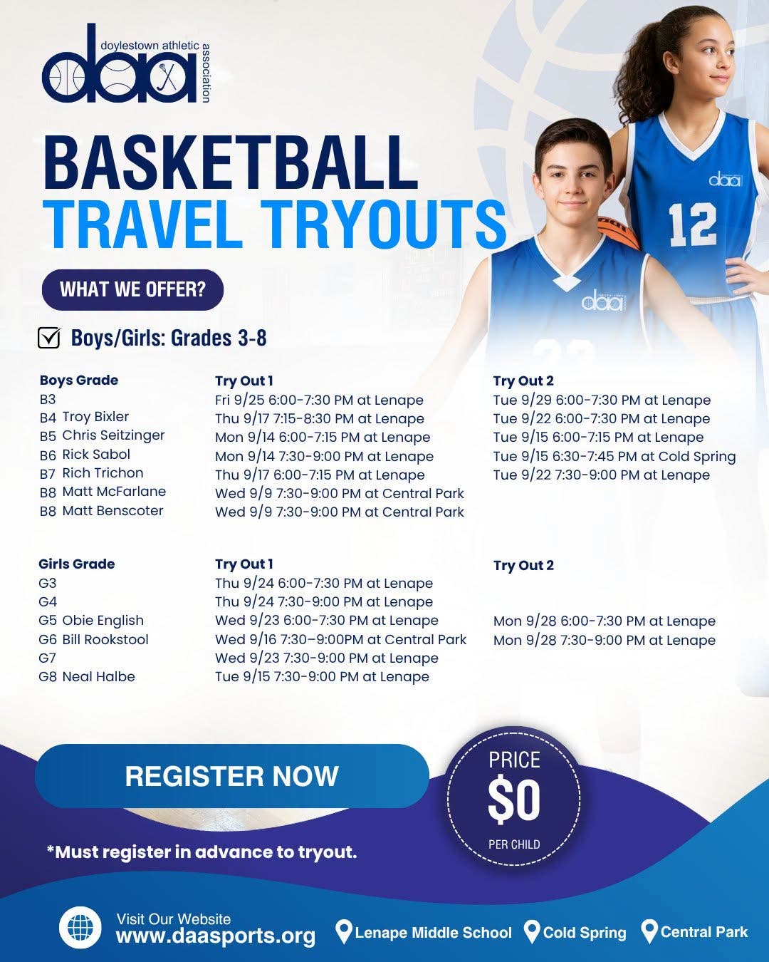 DAA Basketball Travel Tryouts Start This Week!