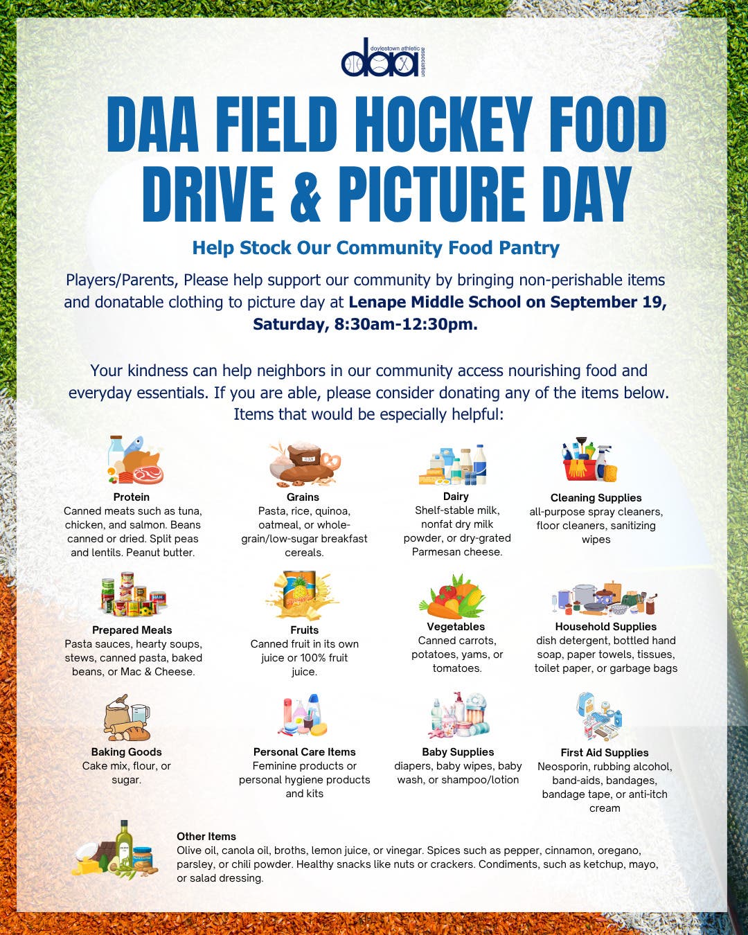This Saturday - DAA Field Hockey Food Drive 
