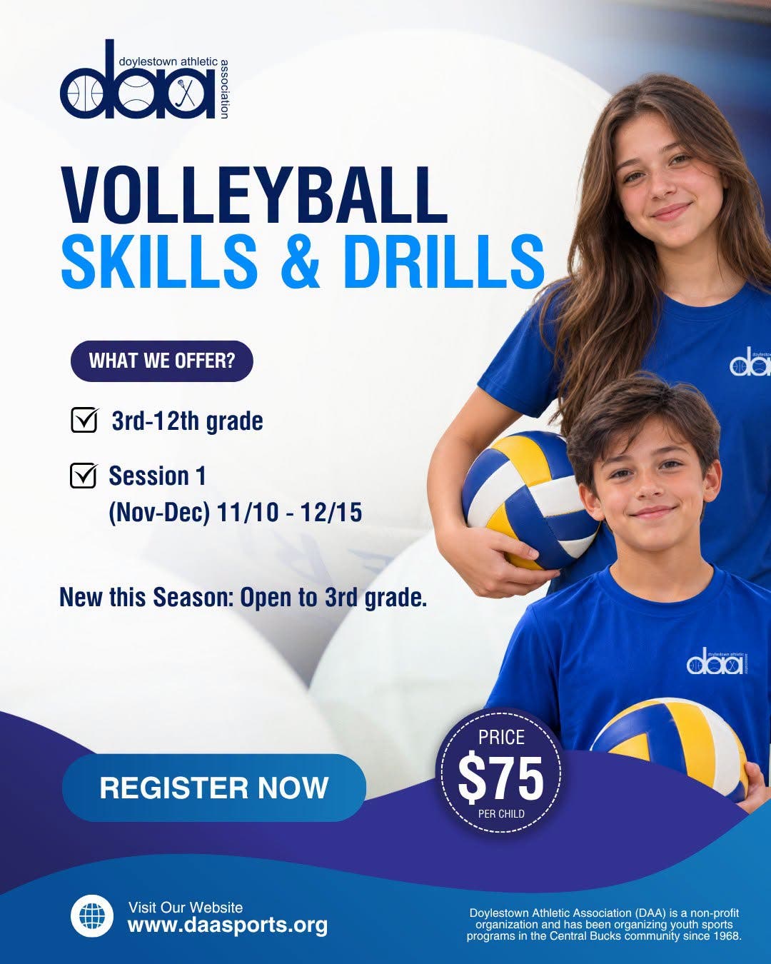 DAA Volleyball Skills & Drills Registration Is NOW OPEN!