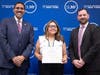 Left to right: John B. King Jr., SUNY Chancellor; Valery Dutan Guartan, recipient of the SUNY Chancellor's Award for Student Excellence; and Ian Wolf, Chief of Staff, Rockland Community College.