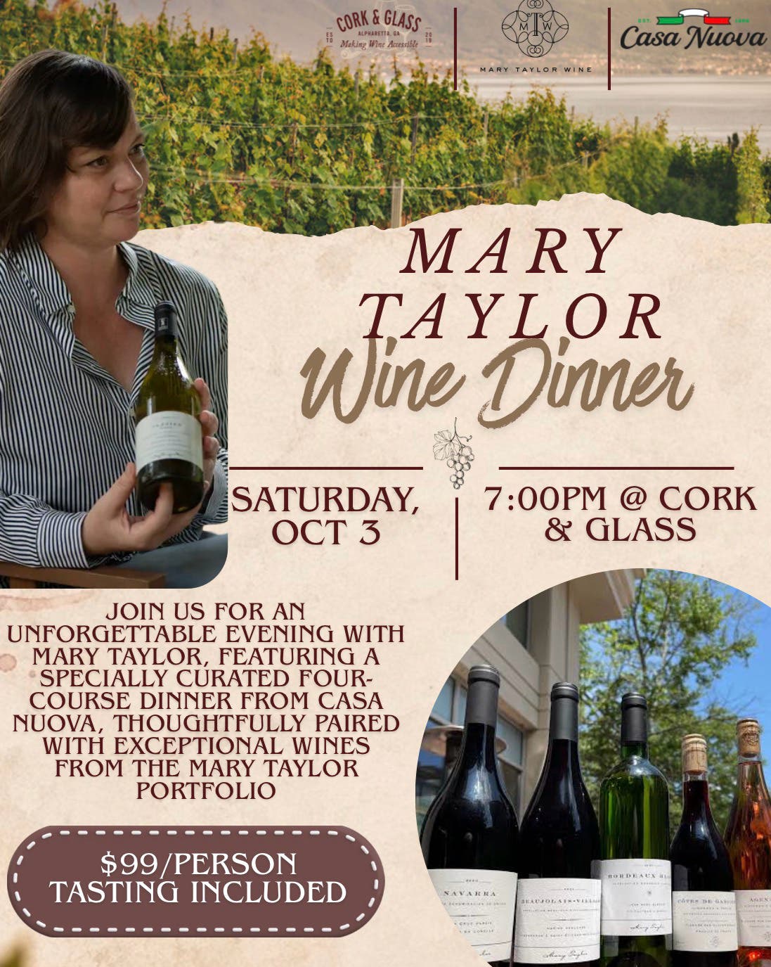 An Evening of French & Italian Wines with Mary Taylor