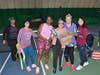 Dr. Yvette Yuxia Jia, a volunteer physician at CCACC Health Center (third from the right), is pictured with some participants, Including Kate Vincent (second from the right), who generously donated new Penn Championship tennis balls for the event.