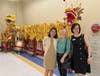 Councilmember Balcombe (center) took a photo in the activity hall on the first floor of the center with Ms. Julie Yang (right), CCACC Board Member and Ms. Kate Lu (left), Director of CCACC Health Center, both of them have a July birthday.

