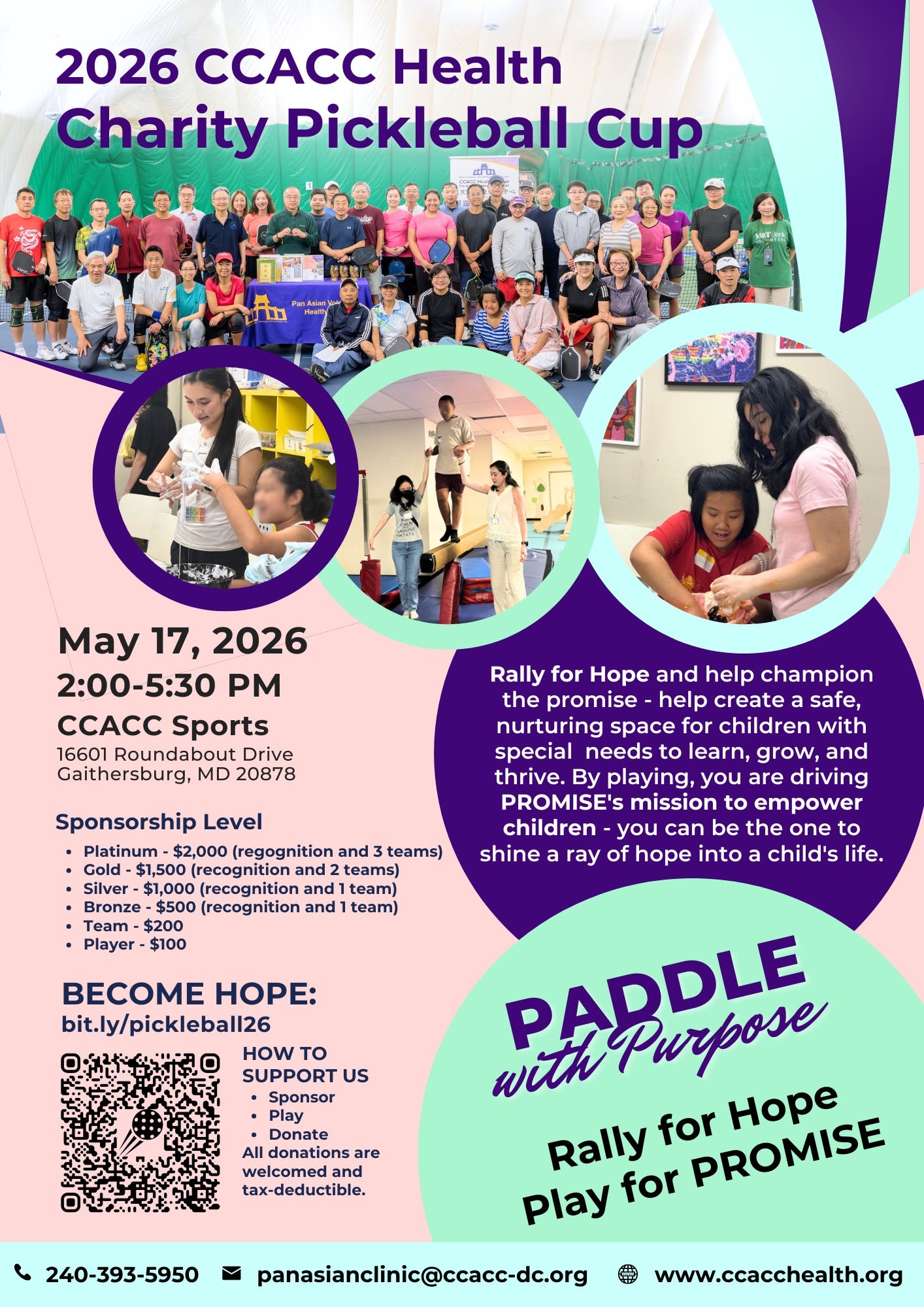 Welcome to the 4th Annual Charity Pickleball Tournament Hosted by CCACC Health Center