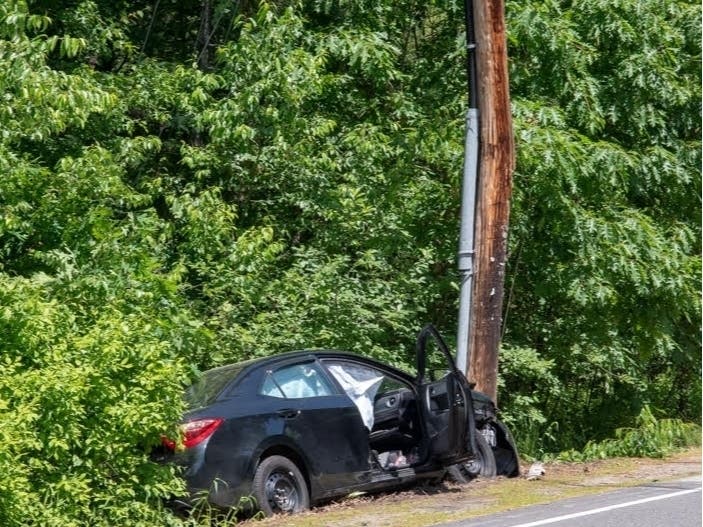 Vehicle Accident Closes Road, Splits Pole In Merrimack Merrimack, NH