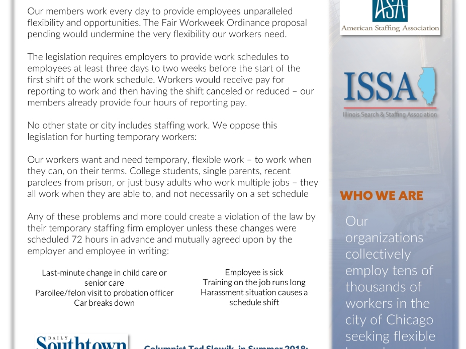 Staffing companies fair workweek ordinance devastates workers
