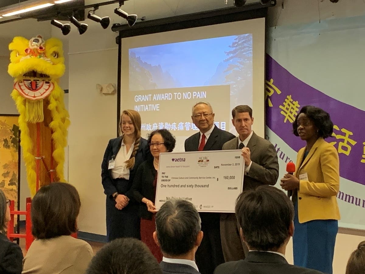 Check Presentation, (from left to right) Ms. Rebecca Floyd, Mrs. Elizabeth Chung, Mr. Chih-Hsiang Li, Mr. Mark Luckner, and Ms. Adelline Ntatin
