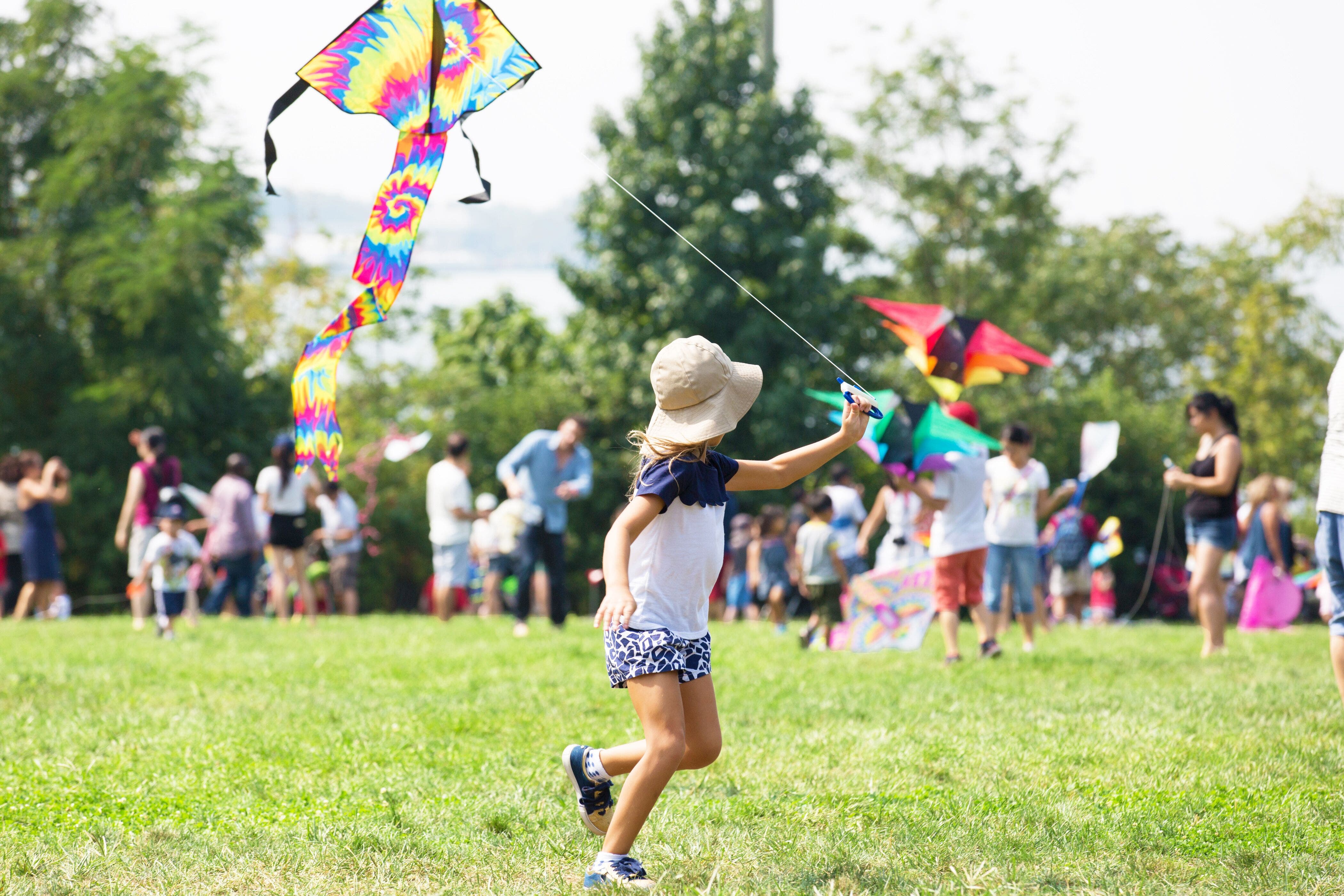 Little girl with kite.