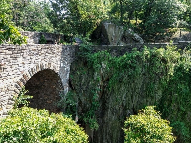 A grassy view of Fort Tryon Park in New York City