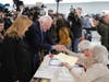 Democratic presidential candidate Sen. Bernie Sanders, I-Vt., and his wife Jane, arrive to vote in the Vermont Primary near his home in Burlington, Vt., Tuesday, March 3, 2020.