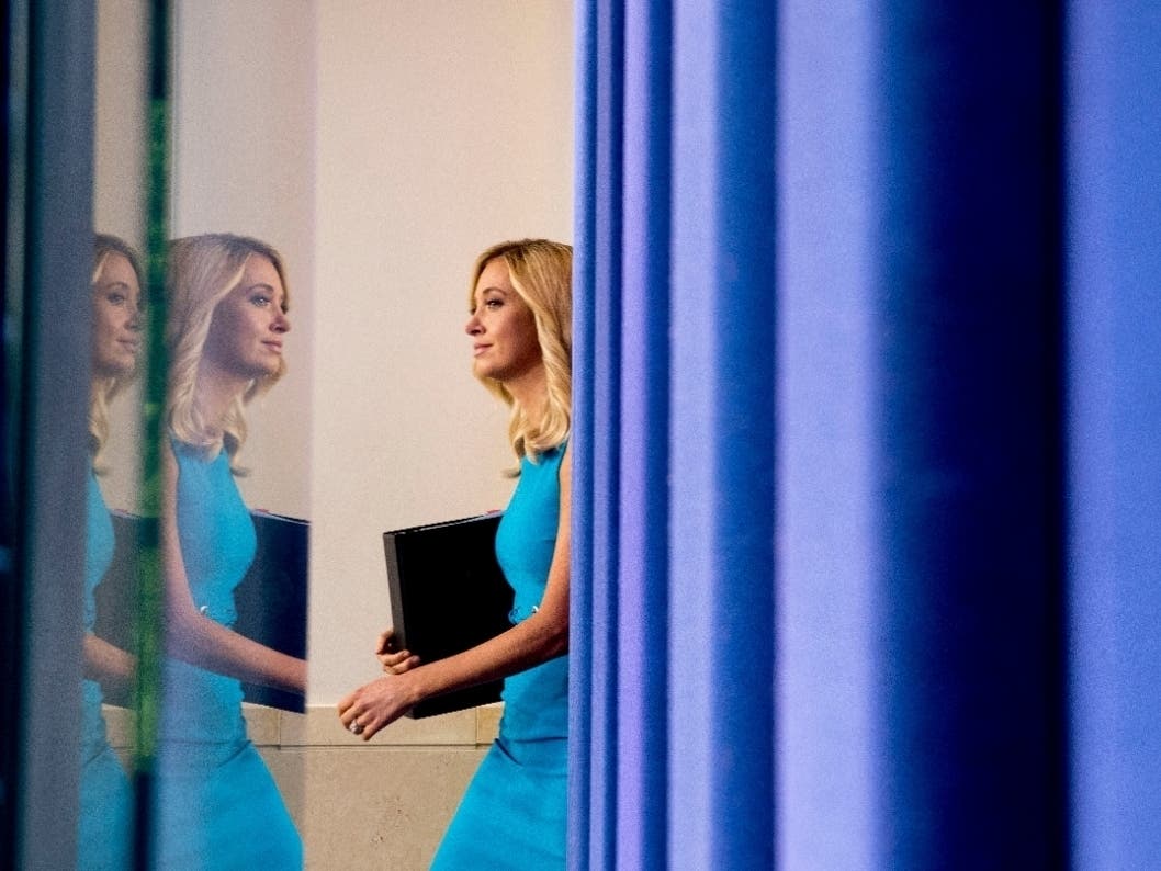 White House Press Secretary Kayleigh McEnany arrives for a briefing at the White House in Washington. 
