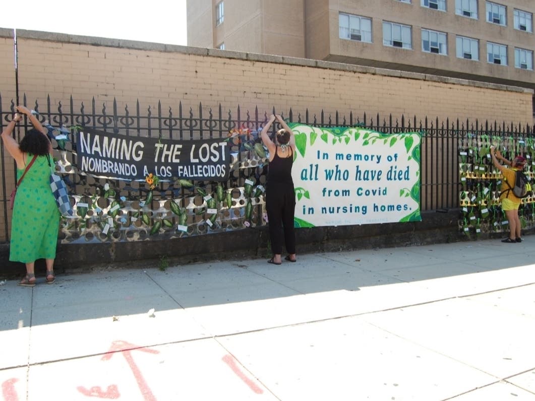 A section of the art exhibit hung around the Isabella Center for Nursing and Rehabilitation. 