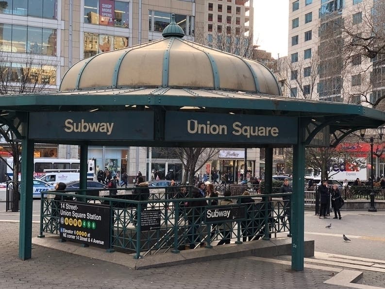 An image of the Union Square train station in Lower Manhattan. 