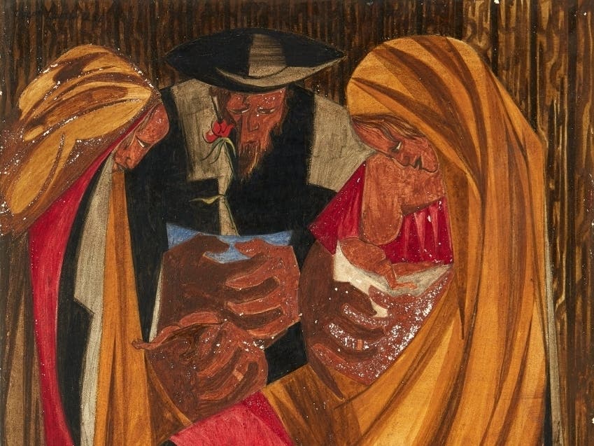 Jacob Lawrence, Immigrants admitted from all countries: 1820 to 1840—115,773, Panel 28, 1956, from Struggle: From the History of the America People.