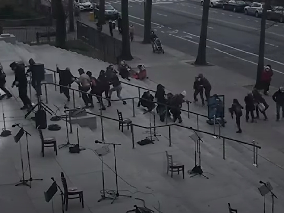 The moment people outside the Cathedral of St. John's the Divine realized a gunman was firing shots.