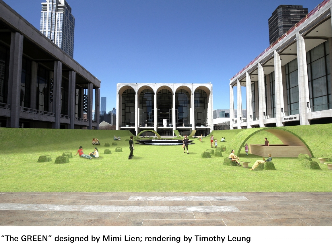 A rendering of what the Lincoln Square Plaza will look like after "The GREEN" project is installed.