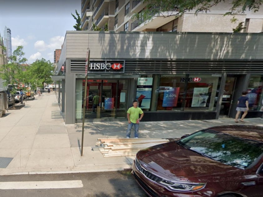An image of the HSBC bank on the corner of West 95th Street and Amsterdam.