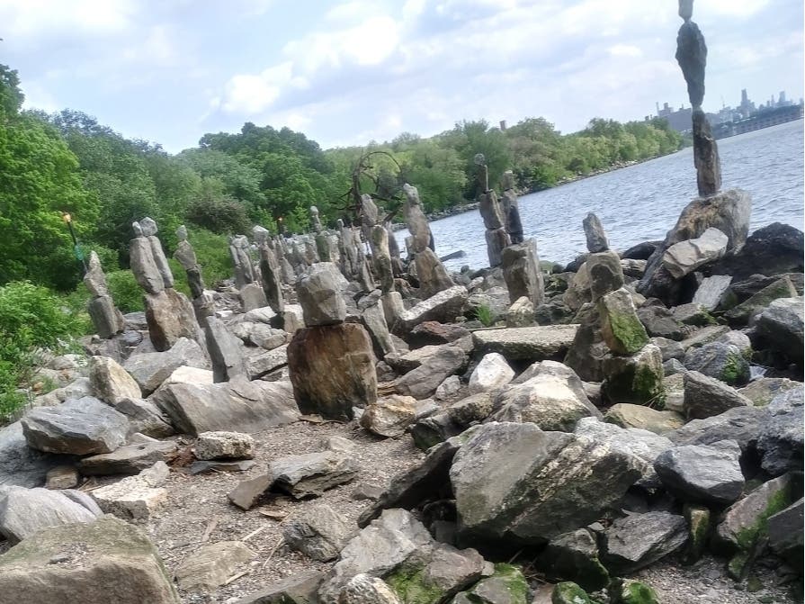 The "Sisyphus Stones" that sit along the Hudson River in Fort Washington Park.