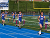 Bunnell's Vincenzo Fabrizi, Dominick Puzzo, and Armand Fabrizi in lap one of the 1600 Meter race.  Puzzo went on to finish second, with a personal best time of 5:19.28. Vincenzo Fabrizi placed third at 5:24 and his brother Armand was fourth at 5:29.  