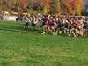 Stratford's Amos Colocho, fourth from the left, sprinting out and entering the “choke point” at the start of the 2022 CIAC Class L Cross Country Championships on October 29th at Wickham Park in Manchester, Ct. 