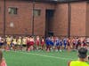 Front and center is the pride of the Town of Stratford cross country teams. Both Stratford and Bunnell seen here lined up next to each other prior to the start of the 2023 SWC XC Championship race on October 18th 2023