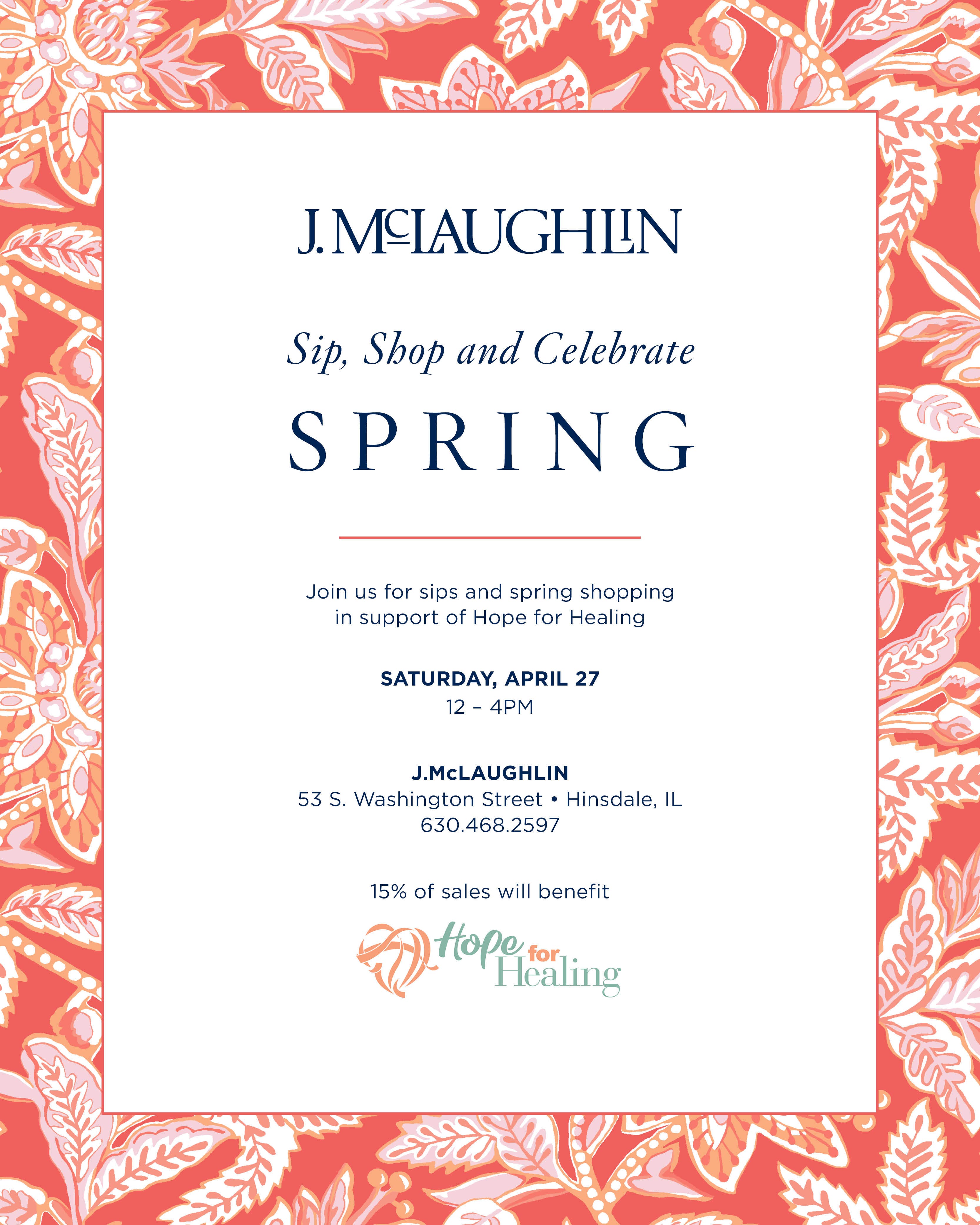 Apr 27 Sips And Spring Shopping At J McLaughlin Hinsdale In Support Apr 27 sips and spring shopping at j mclaughlin hinsdale in support