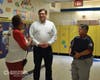 Thurgood Marshall Elementary School Administration Team Krystal Greenfield and Cheri Goetcheus speak with Senator Bryan Townsend.