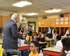 Senator Tom Carper speaks with a Thurgood Marshall Elementary School fourth grade class about the functions of the government.