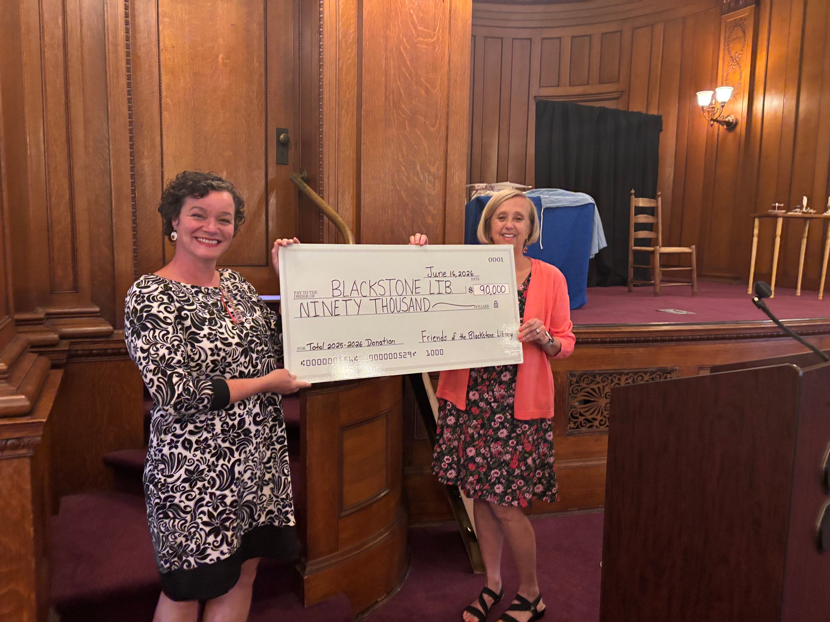 Friends Annual Gift to Blackstone Library Sets New Record!