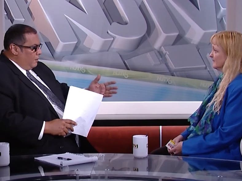 Lisa McCormick, right, with NJTV news host David Cruz.