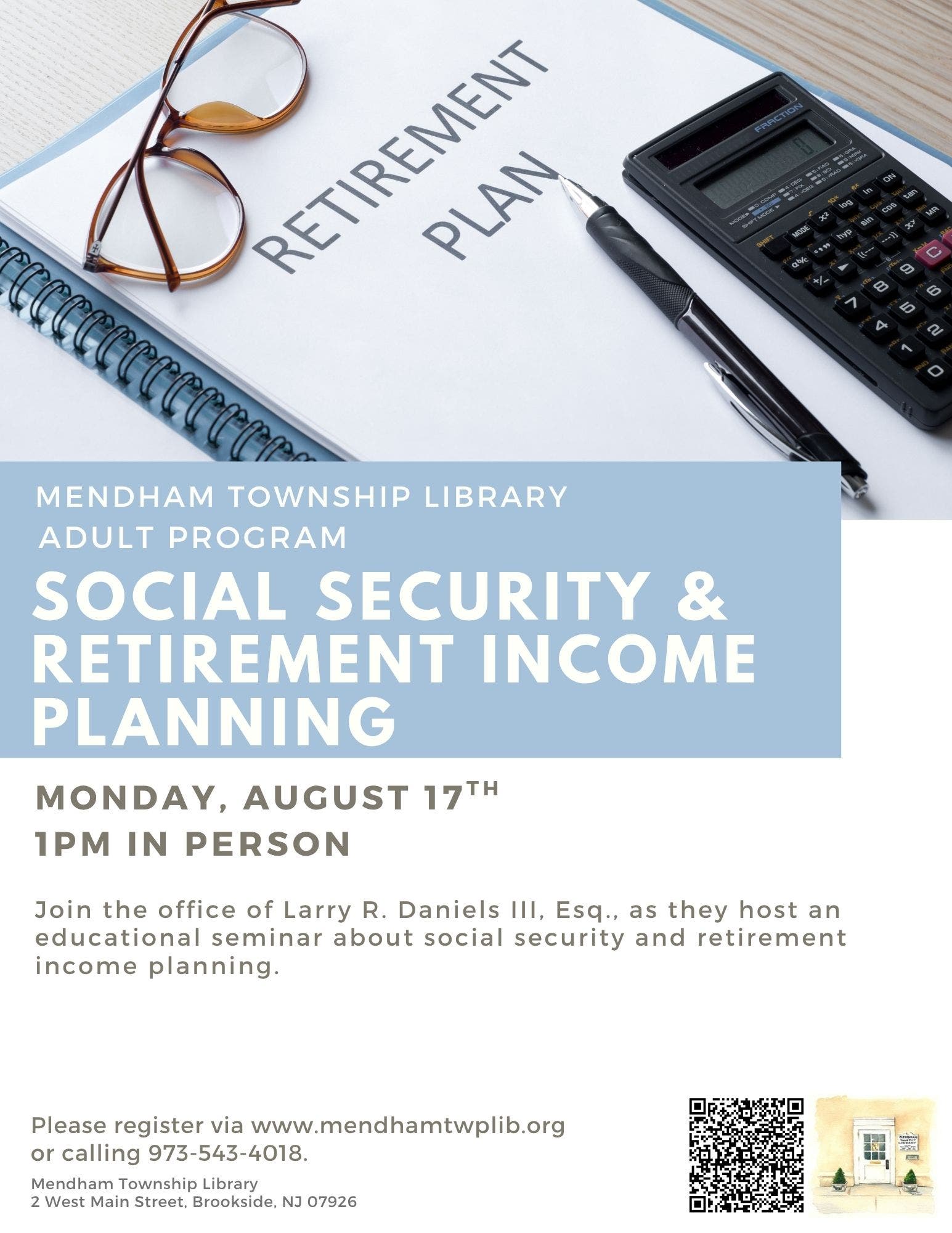 Social Security & Retirement Income Planning at the Mendham Township Library