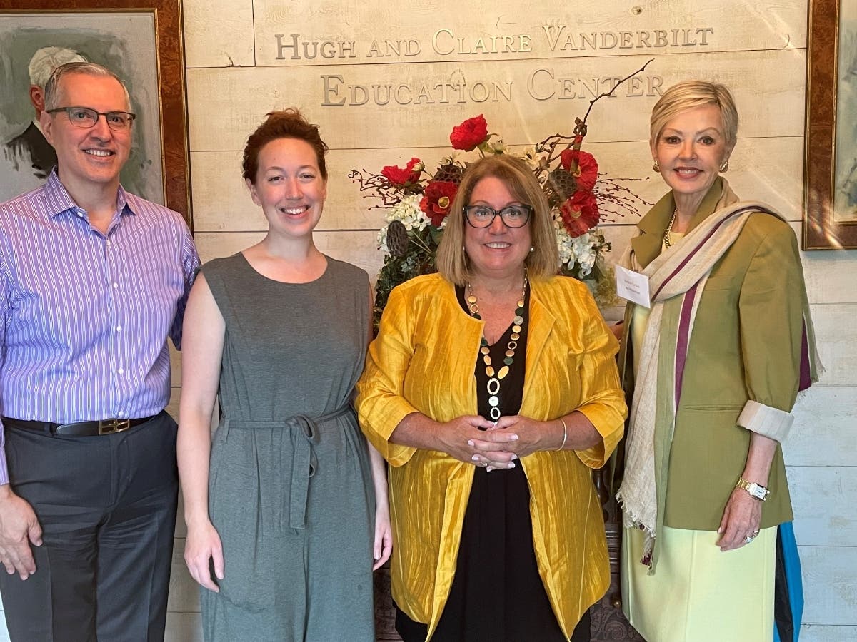 L to R: Bruce Museum Manager of Special Events Daniel Suozzo; Greenwich Historical Society Curator of Exhibitions Maggie Dimock; Waterstone on High Ridge Executive Director Wendy Kaufman and Art Historian Darby Cartun