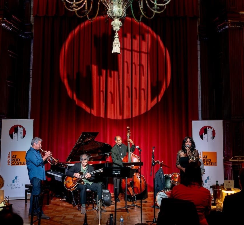 Mark Morganelli and the Jazz Forum All-Stars were joined by vocalist Sherma Andrews at Reid Castle on September 24