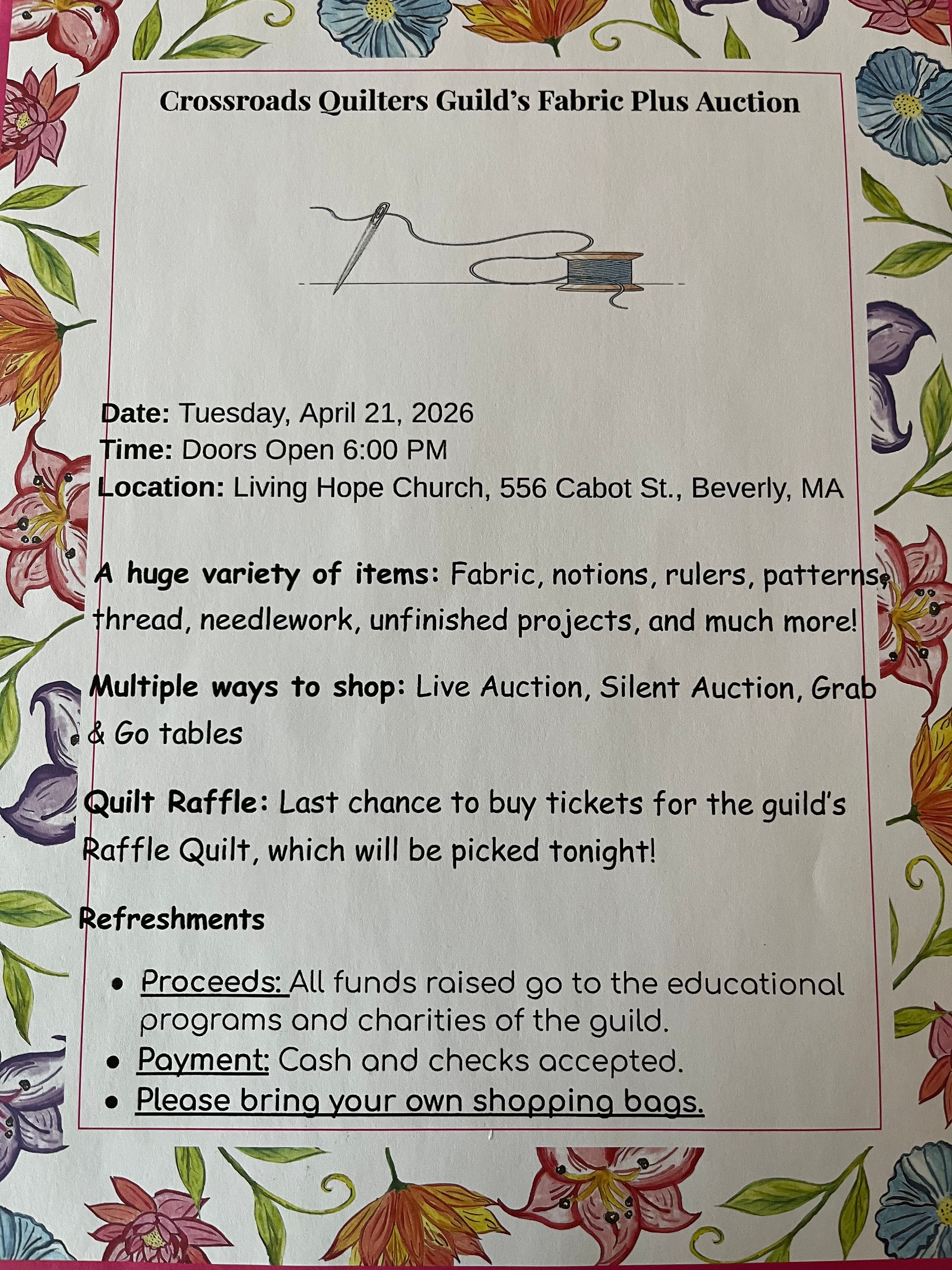 Crossroads Quilters Guild's Fabric Plus Auction