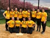 The team wore gold to raise awareness of child cancer. 