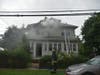 The Hicksville home caught fire after it was struck by lightning during Monday's thunderstorm.
