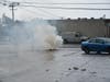 A downed power line caused a fire in a Hicksville parking lot.