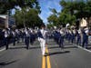 The marching band performs at the Huntington Homecoming parade.
