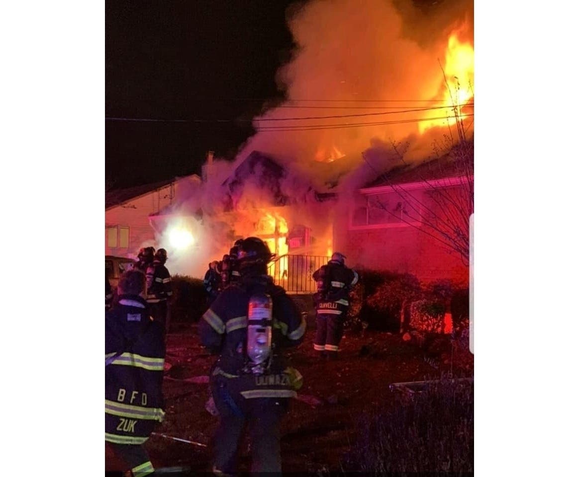 A Farmingdale home caught fire after the flames originally started in the shed.