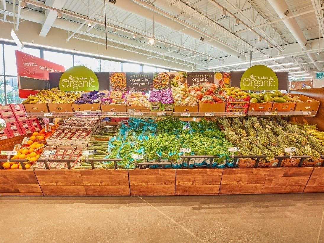 The produce section of Lidl, a new food market opening in Huntington.